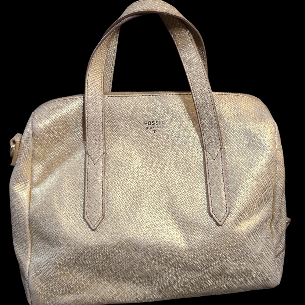 Fossil Metallic Gold Leather Satchel
